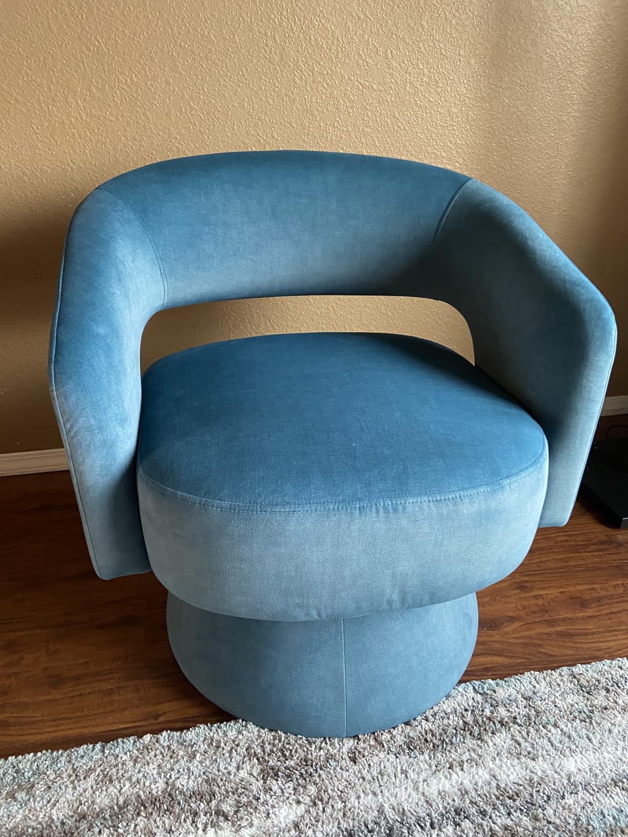 Lexicon Swivel Accent Chair, Modern Velvet Round Barrel Chair, Taupe customer photo 1