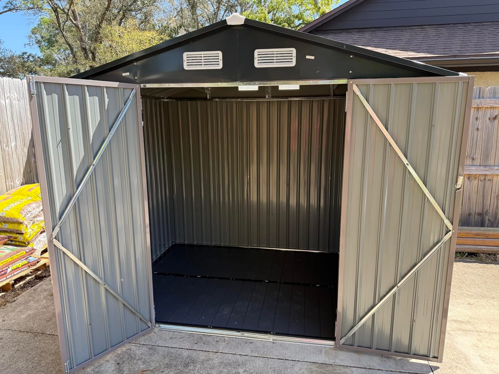 Aoxun 7.3'x5.3' Shed with Floor Galvanized Steel Outdoor Storage Shed Brown customer photo 1