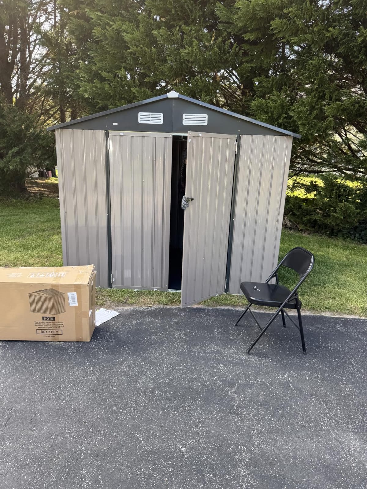 Aoxun 7.3'x5.3' Shed with Floor Galvanized Steel Outdoor Storage Shed Brown customer photo 2