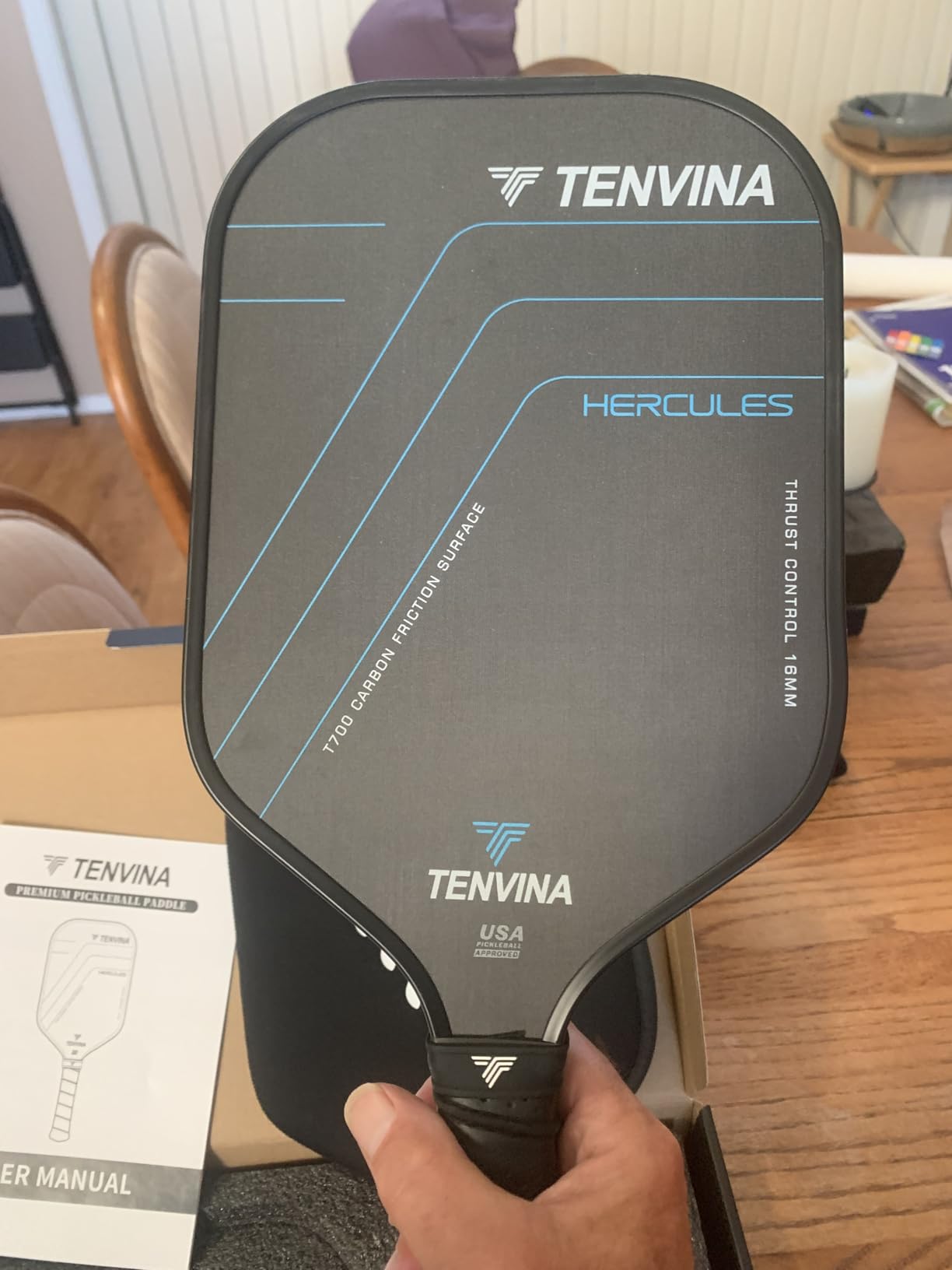 TENVINA Pickleball Paddles, Multi-Layer T700SC Textured Carbon Fiber Pickleball Paddle, Pickle Ball Paddle with Strong Spin & Power Surface, 4-Types of Shapes and Thicknesses, USAPA Approved customer photo 1