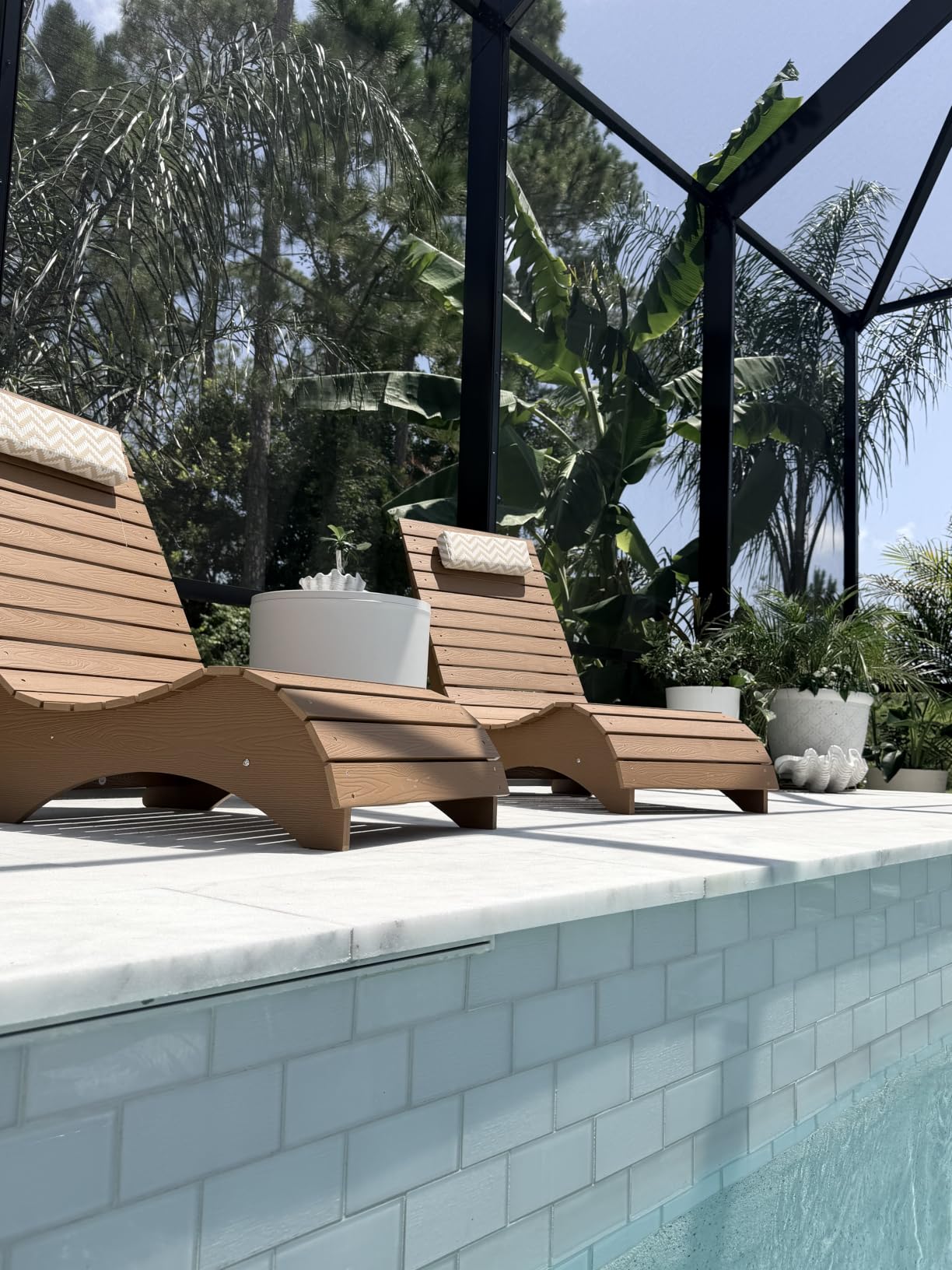 Pool Lounge Chairs Set of 2,Fade-Proof for Shallow Water Headrest customer photo 1
