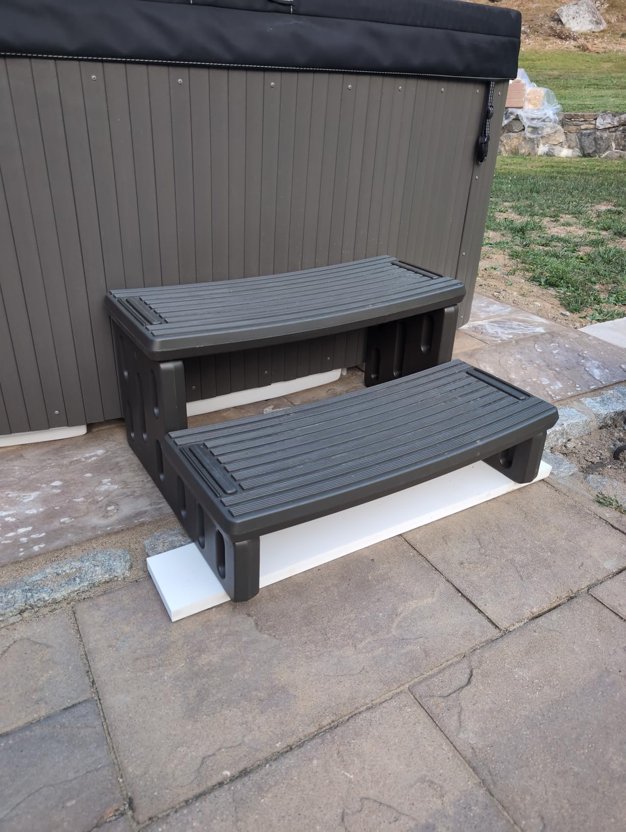 Hot Tub Steps, Non-Slip 2 Step Spa Stairs for Outdoor & Indoor, Gray customer photo 2