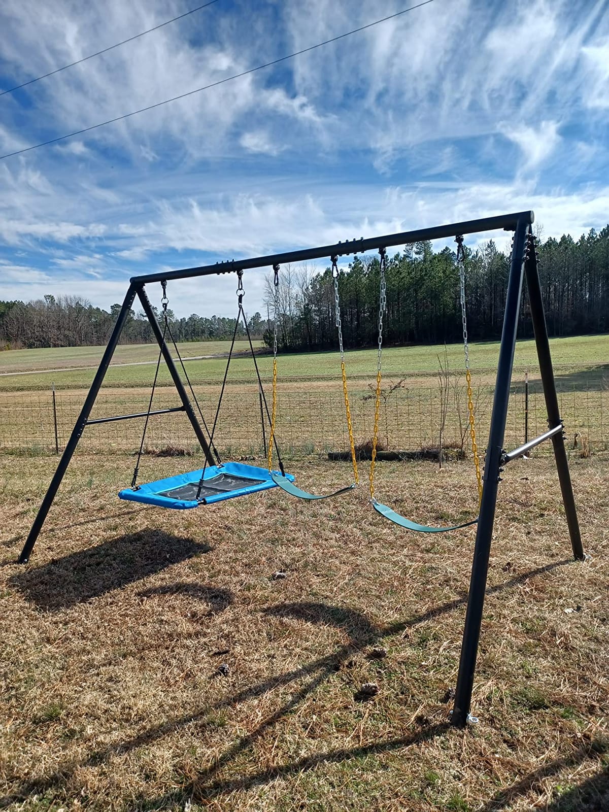 Hapfan 7.3ft Tall Swing Set for Backyard with 3 Swings (Brown & Green) customer photo 1