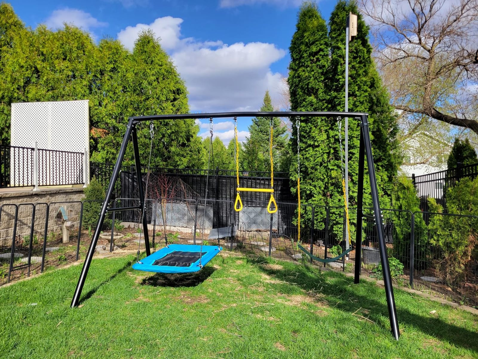 Hapfan 7.3ft Tall Swing Set for Backyard with 3 Swings (Brown & Green) customer photo 2