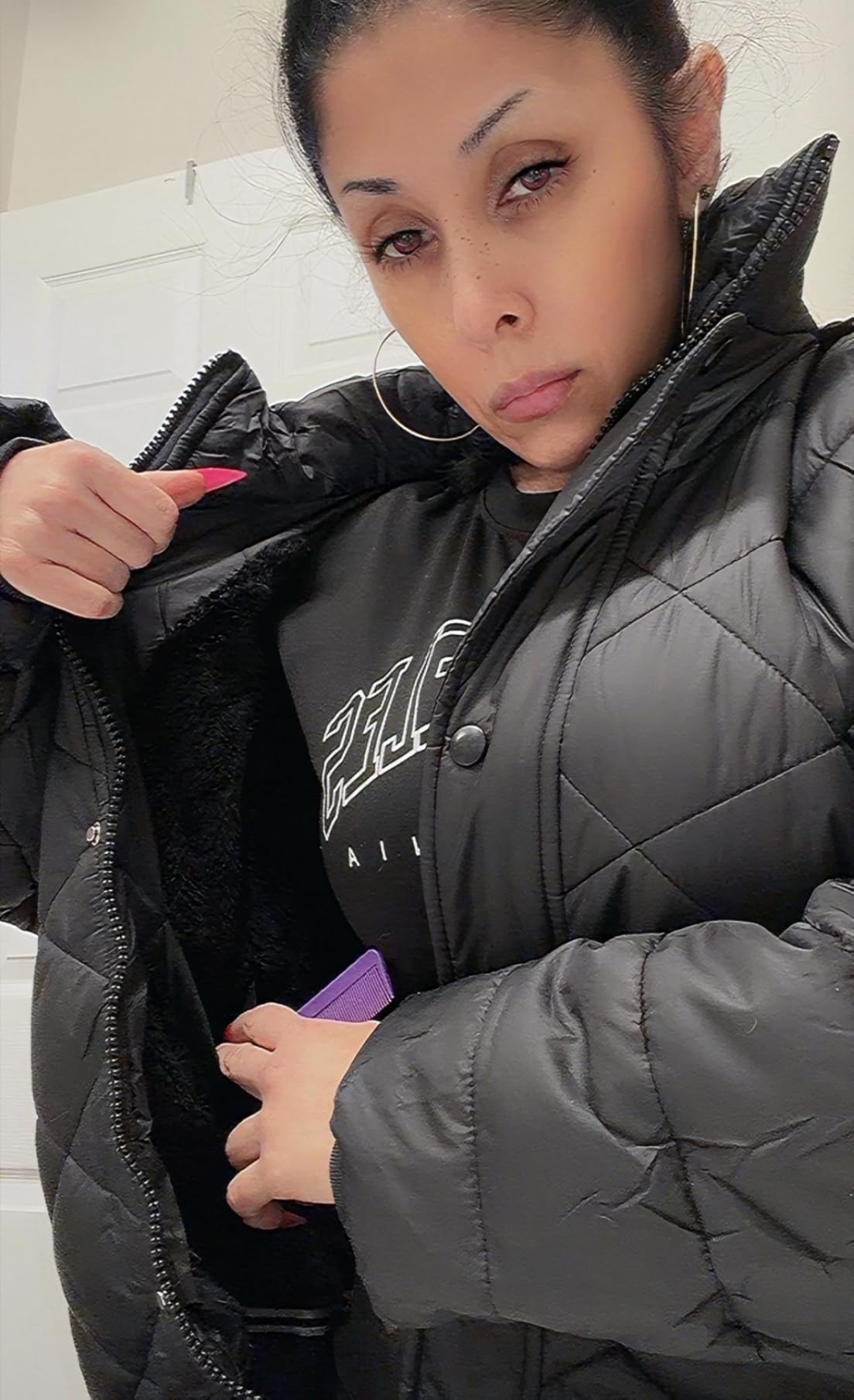 Women's Long Warm Winter Coat Thickened Fleece Lined Down Jacket customer photo 2