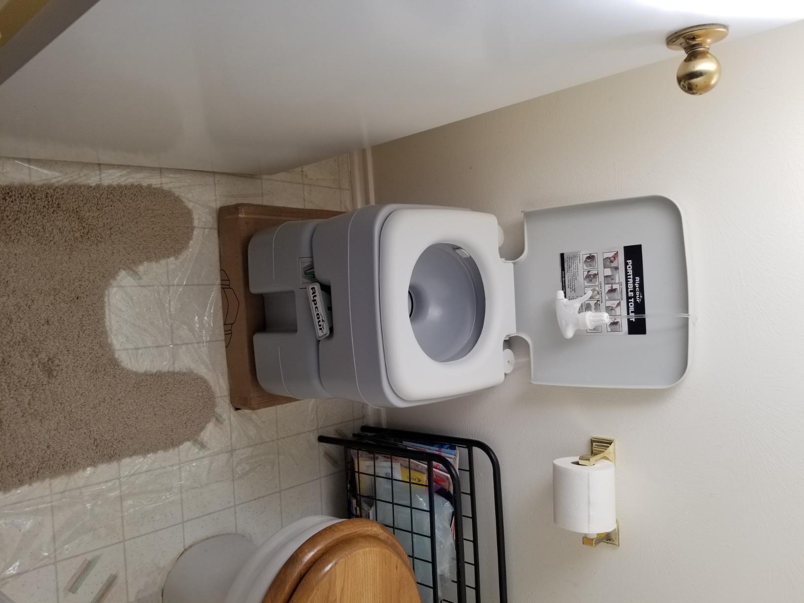 Alpcour Portable Toilet – Compact Indoor & Outdoor Commode w/Travel Bag for Camping, RV, Boat – Piston Pump Flush, 6 Gallon Waste Tank, Built-In Pour Spout & Washing Sprayer for Easy Cleaning customer photo 2