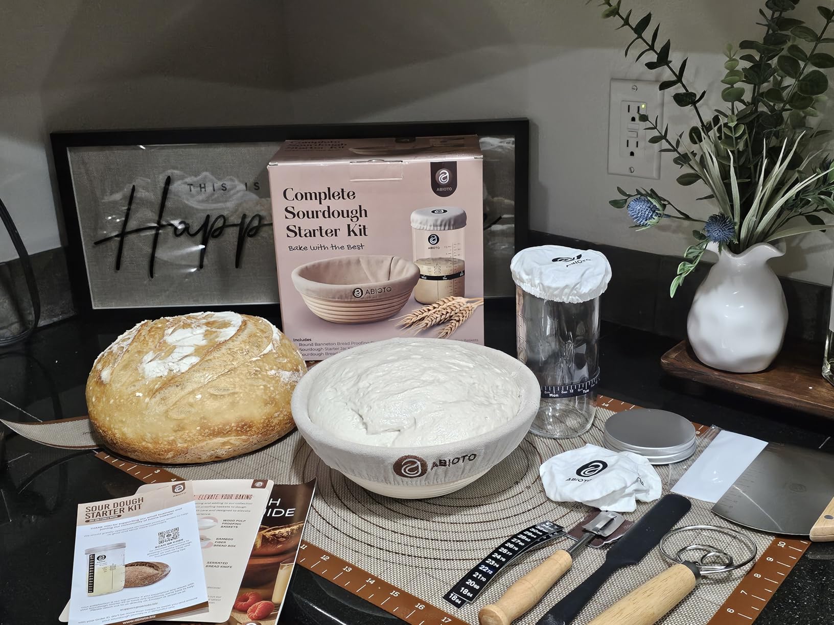 ABIOTO Sourdough Starter Kit with Banneton Bread Proofing Basket, 21 Pieces customer photo 1
