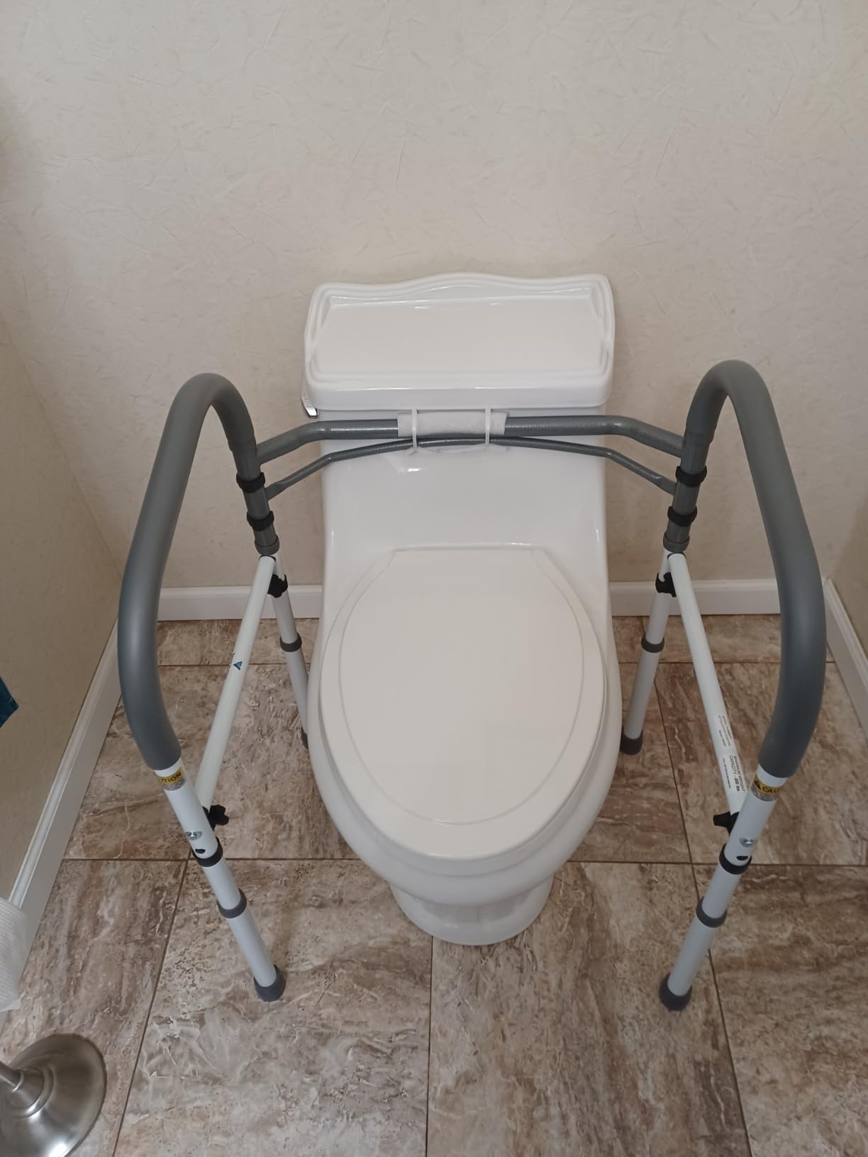 Vaunn Medical Adjustable Toilet Safety Rail for Seniors, Foldable Toilet Safety Frame for Elderly Adults, Bathroom Grab Bar Handle, Toilet Handle for Elderly & Disabled, Free-Standing (Gray) customer photo 1