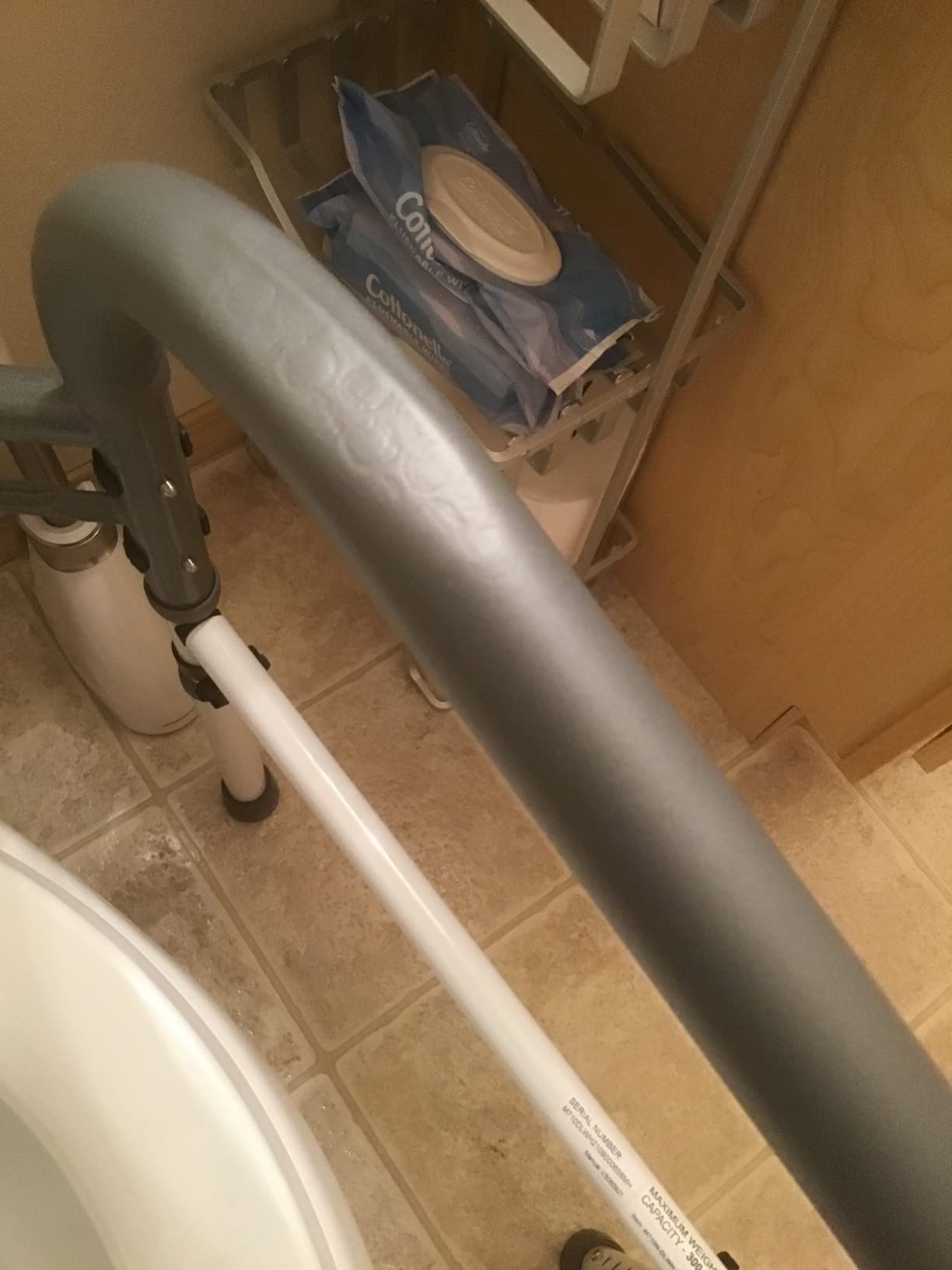 Vaunn Medical Adjustable Toilet Safety Rail for Seniors, Foldable Toilet Safety Frame for Elderly Adults, Bathroom Grab Bar Handle, Toilet Handle for Elderly & Disabled, Free-Standing (Gray) customer photo 2