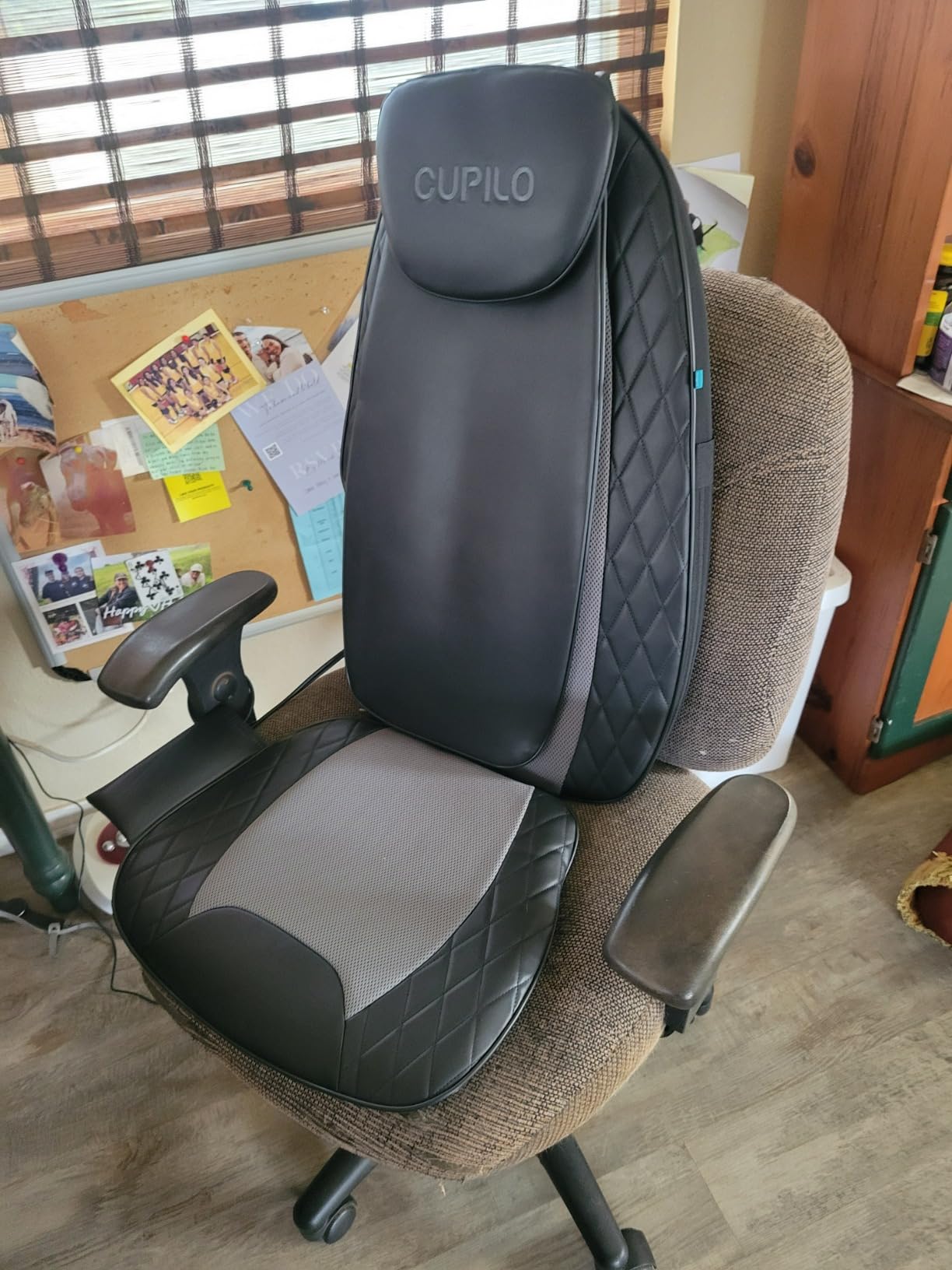 CuPiLo Shiatsu Neck & Back Massager with Heat, Massage Chair Pad Cushion for Stress Relief, Inflatable Flaps Back Support, Kneading or Rolling Chair Seat Massage customer photo 1