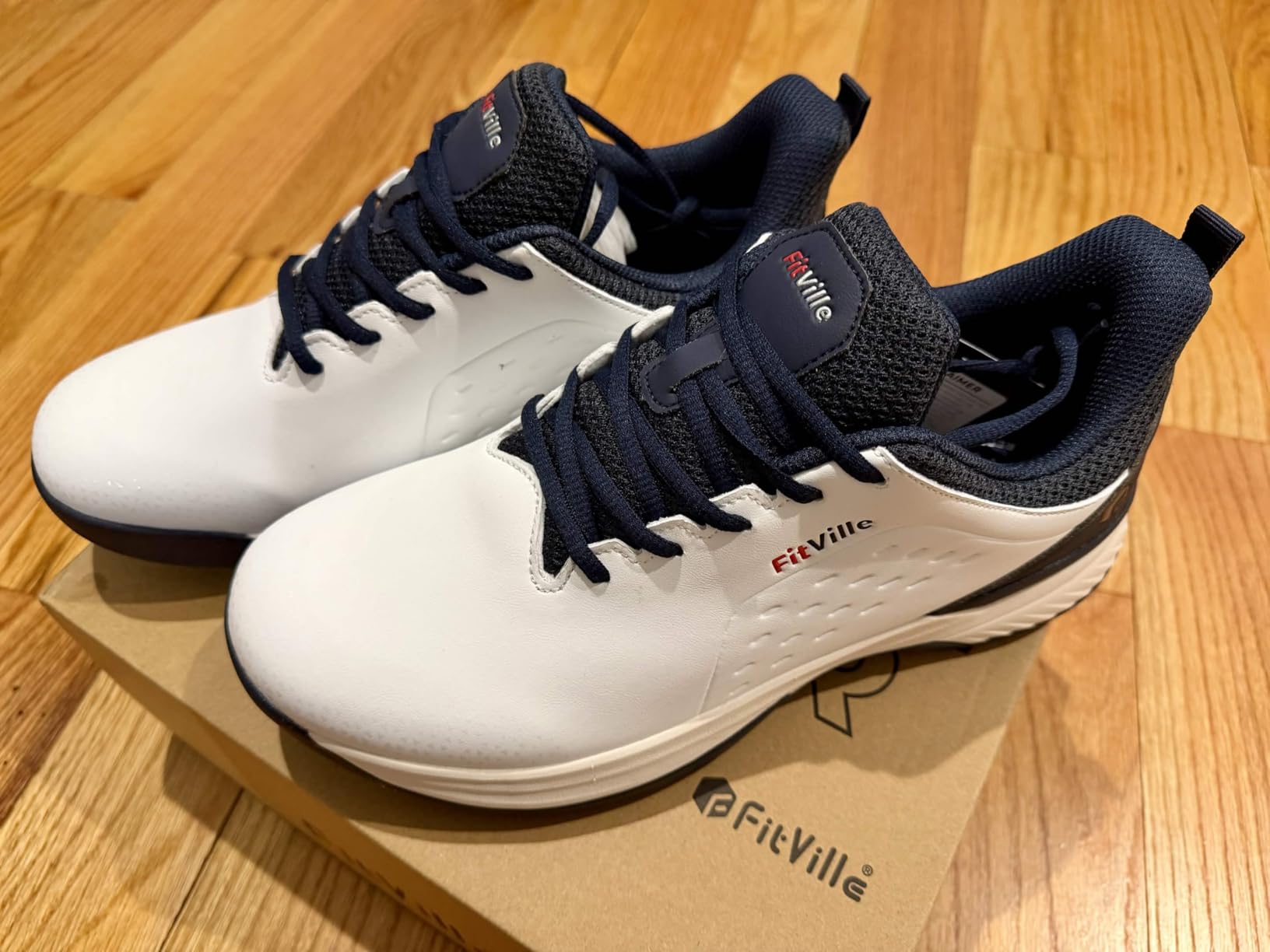 FitVille Extra Wide Men's Golf Shoes Waterproof, Professional No-Slip Spiked Golf Shoes with Arch Support customer photo 1