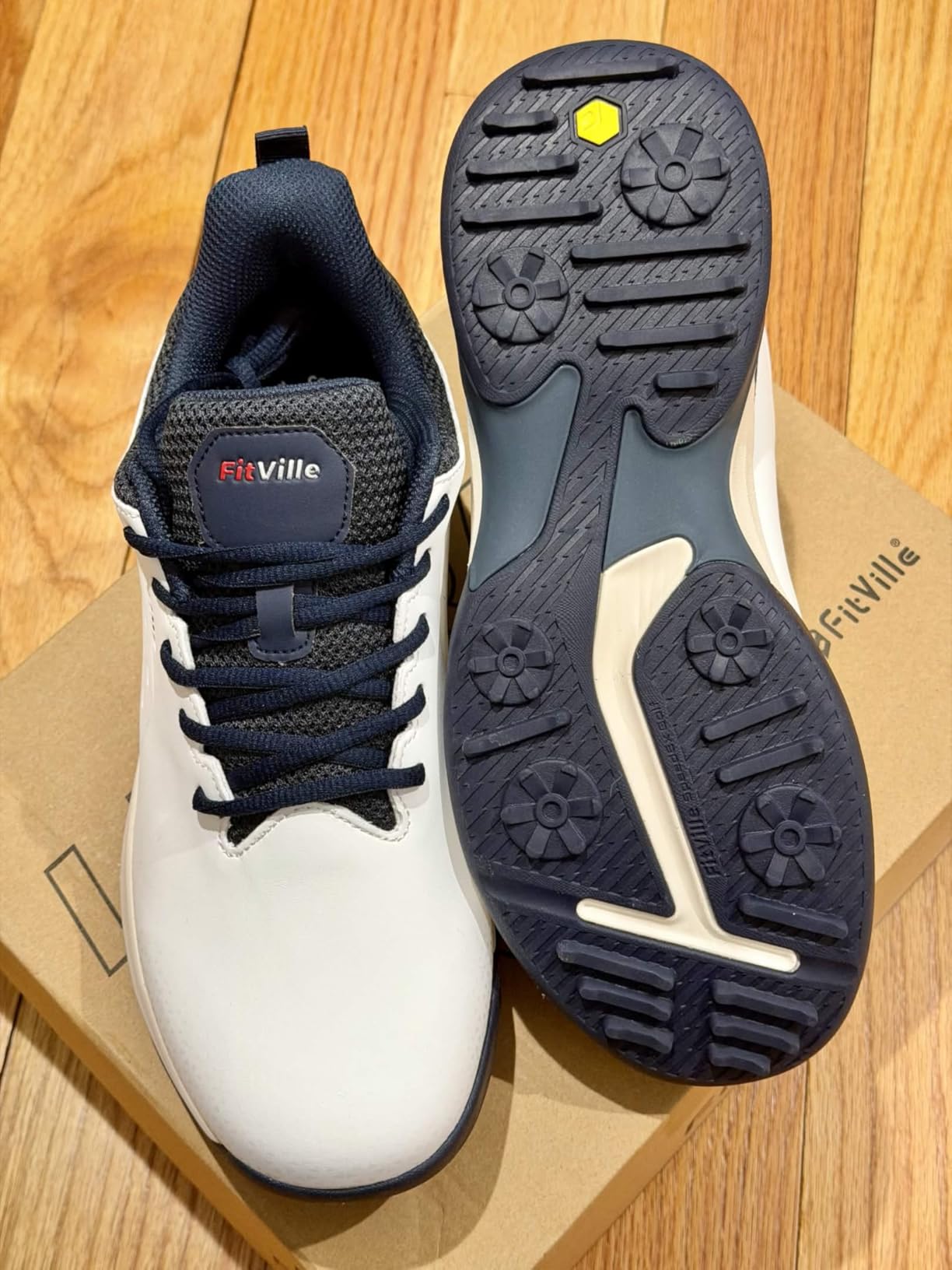 FitVille Extra Wide Men's Golf Shoes Waterproof, Professional No-Slip Spiked Golf Shoes with Arch Support customer photo 2
