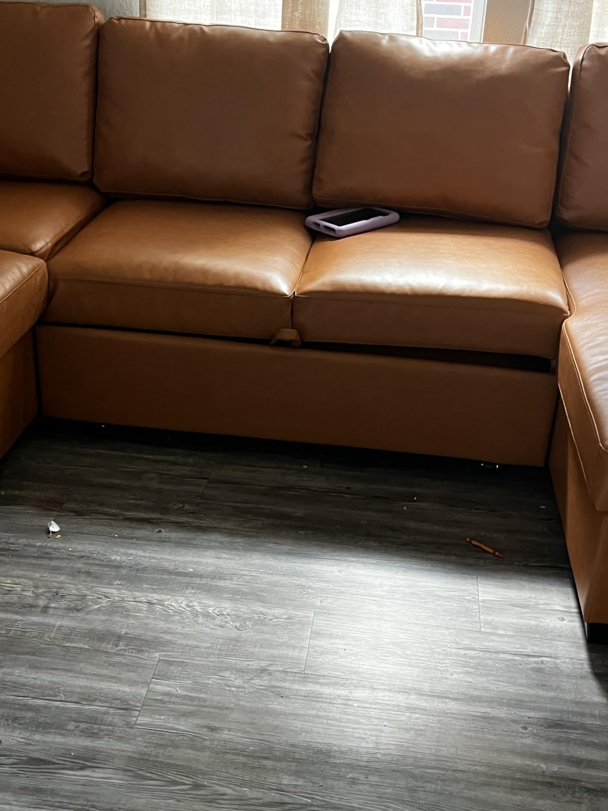 HONBAY Sectional Sleeper Sofa with Pull-Out Bed Storage Chaise, 6 Seater Couch for Living Room, Dark Grey customer photo 1