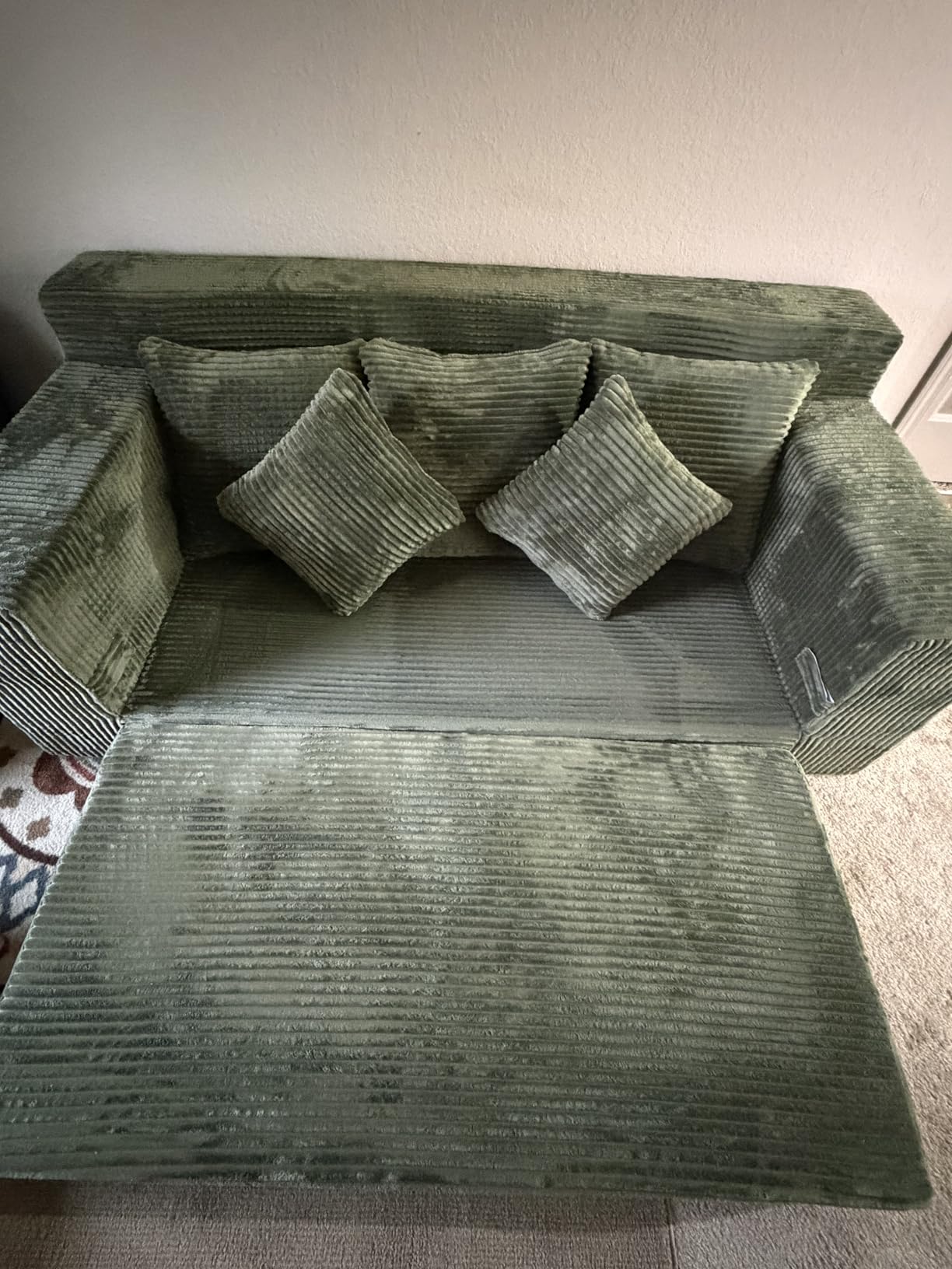 Boneless Couch for Living Room, 3 Seater Convertible Futon Sofa Bed Comfy Pull Out Couch with 5 Pillows & Detachable Washable Cover, Upholstered Floor Sofa in A Box, No Assembly Required, Grey customer photo 1