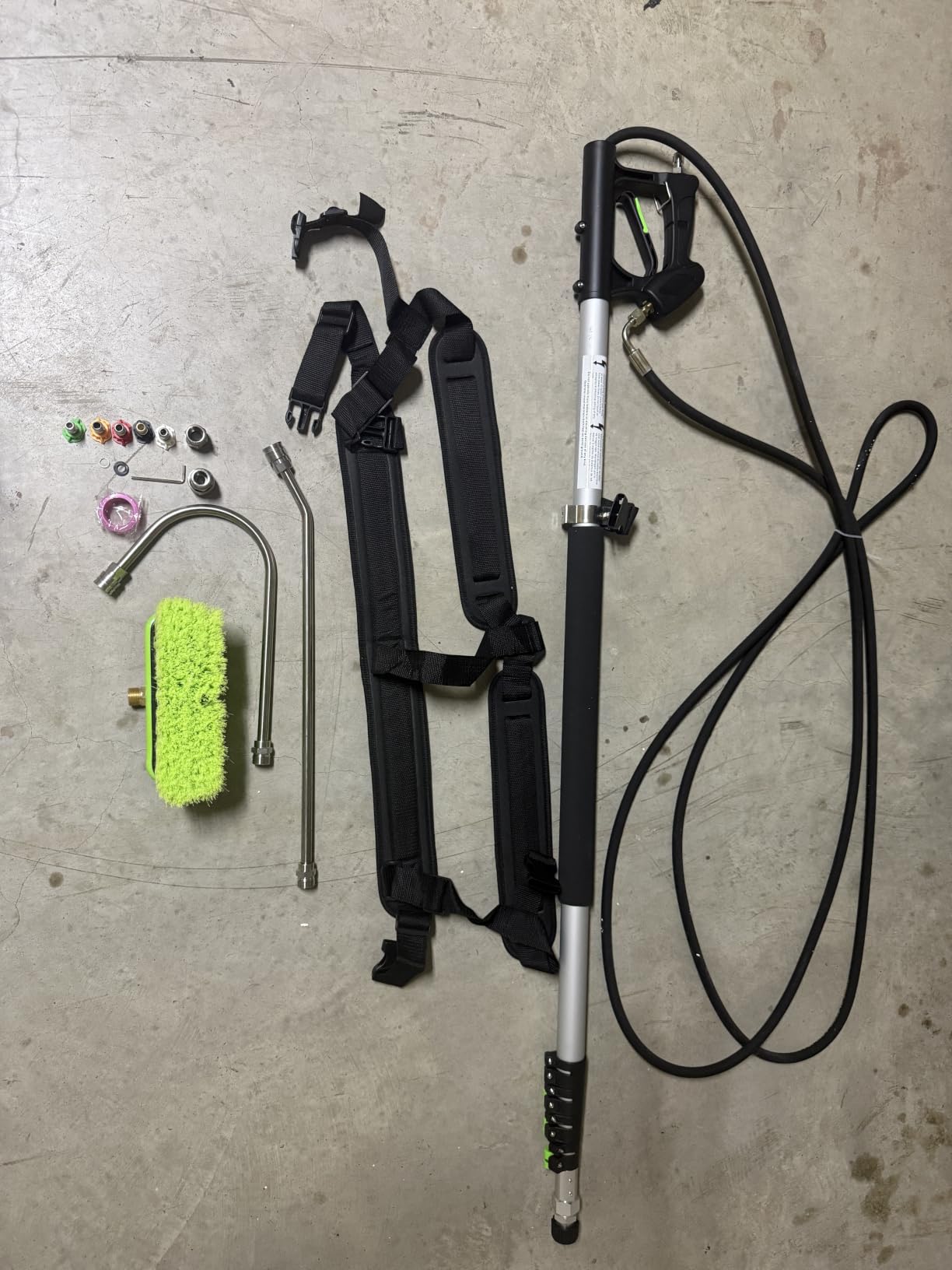 24 FT Telescoping Pressure Washer Wand with Pressure Washer Extension Wand,Gutter Cleaner Attachment, Pressure Washer Telescoping Wand with 5 Spray Nozzle Tips, 2 Hose Inlet Adapters, Brush Head customer photo 1