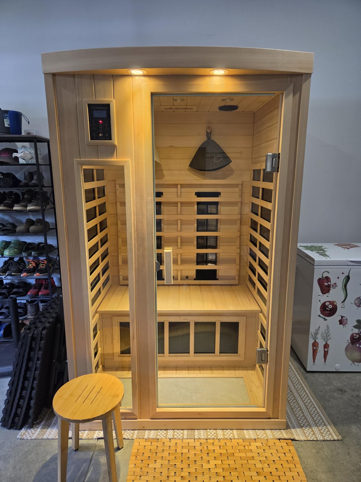 Kanlanth 1 Person Far Infrared Sauna, Low EMF Indoor Dry Home Sauna, 950W customer photo 1