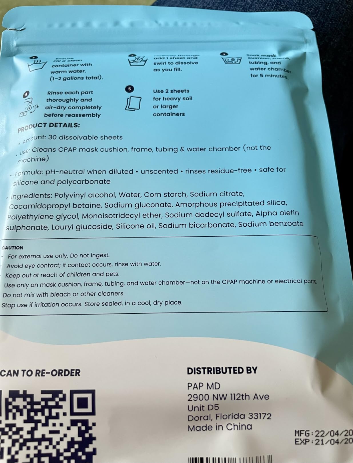 PAPMD CPAP Dissolvable Cleaning Sheets Pro, Light-Moderate Buildup | 30 PCS customer photo 1