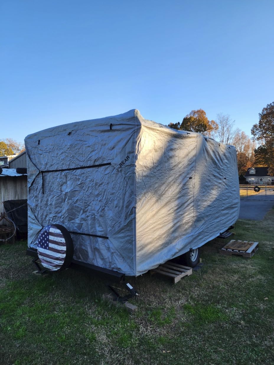VINPATIO RV Cover 20-22ft: 9 Layers Heavy Duty RV & Trailer Cover, Travel Trailer Cover, Camper Cover, Toy Hauler Cover with Extra Windproof Straps, Tongue Jack Cover, Gutter Covers customer photo 2