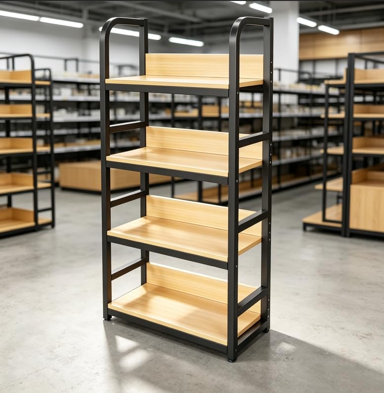 Store Display Shelves for Retail, Gondola Shelving Unit for Supermarket & Convenience Store, Modular Retail Display Rack with Adjustable Shelves(Walnut,23.6x11.8x51.1in) customer photo 1