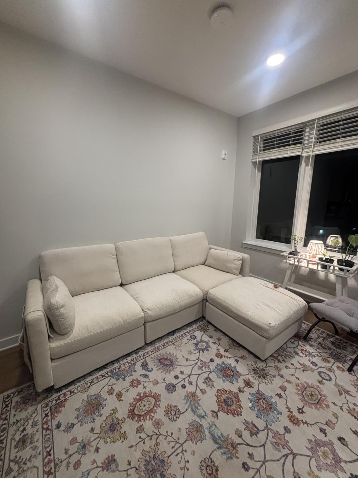 Modular Sectional Couch Chenille Fabric Upholstery Washable Sofa with Side Pocket No Tool Assembly Cloud Seating Comfort Couches for Livingroom Apartment - Beige 3 Seater with Ottoman 94