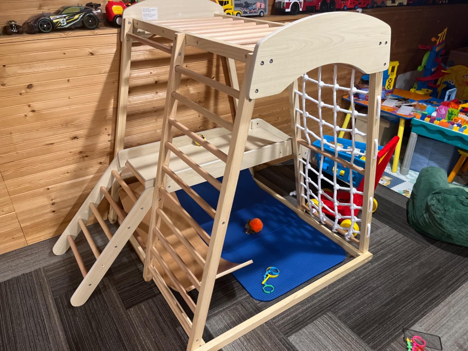 Costzon Indoor Playground, 8-in-1 Foldable Indoor Jungle Gym for Kids | Montessori Jungle Gym Beech Wood Climbing Toys for Toddlers w/Slide, Monkey Bars, Playground Climber Playset for Kids Gifts customer photo 1