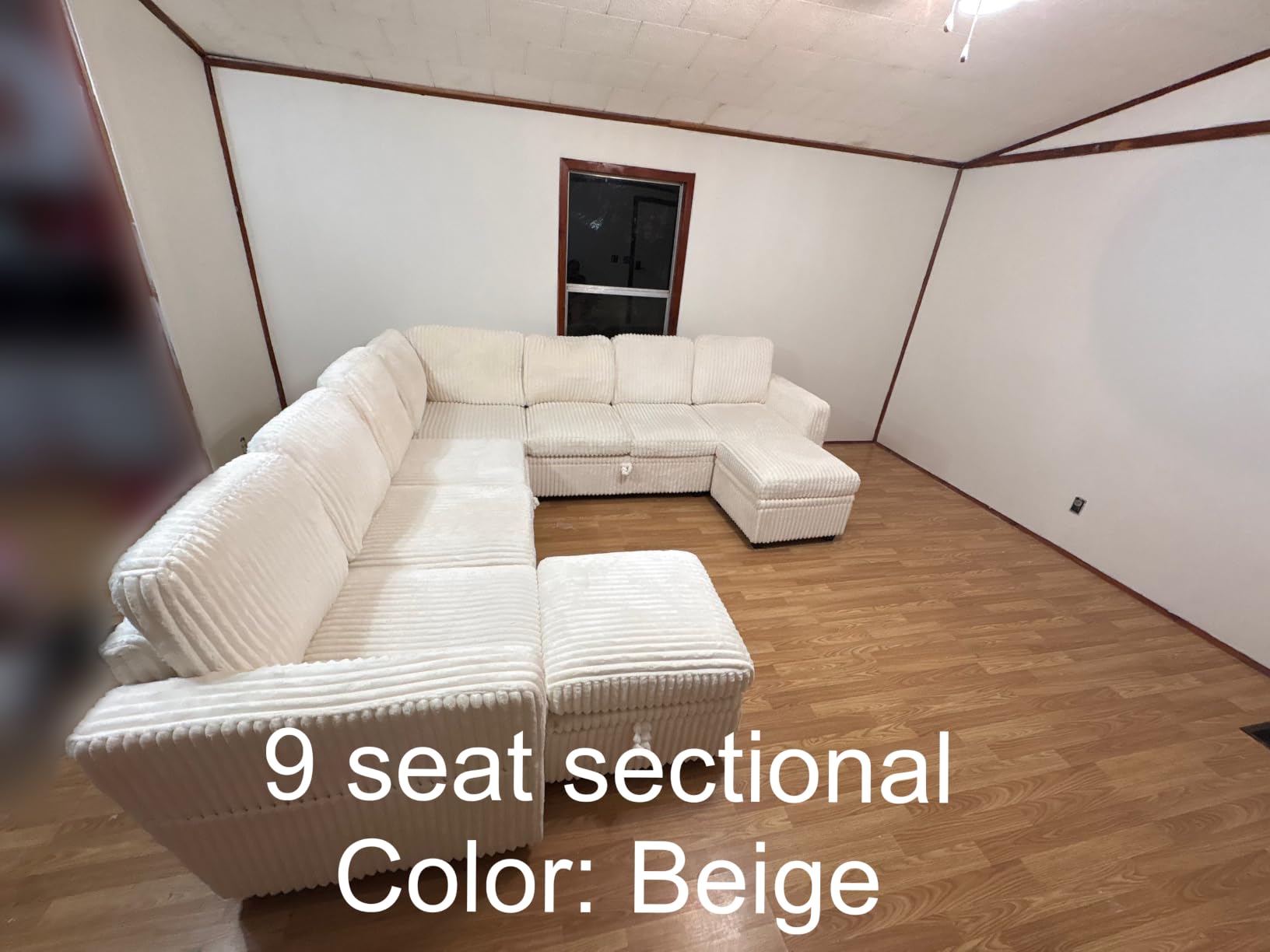 HONBAY Modular Sectional Sleeper Sofa with Pull Out Bed Oversized Corduroy L Shaped Sofa Bed with Storage Couches for Living Room,Green customer photo 1