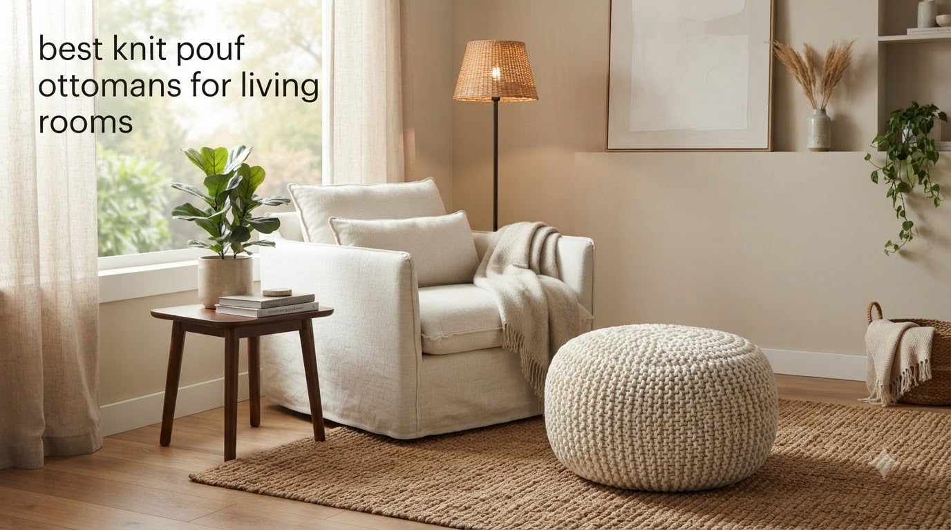 best knit pouf ottomans for living rooms