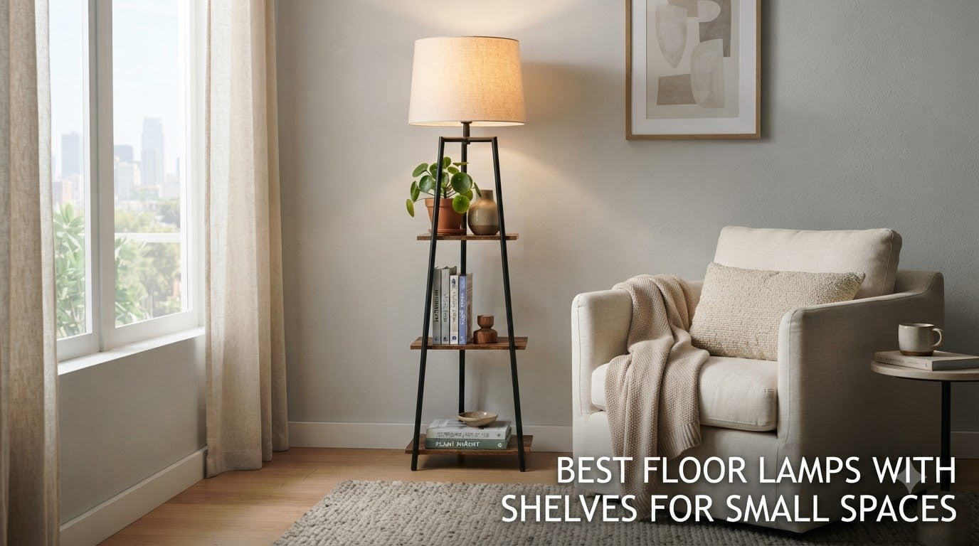 best floor lamps with shelves for small spaces