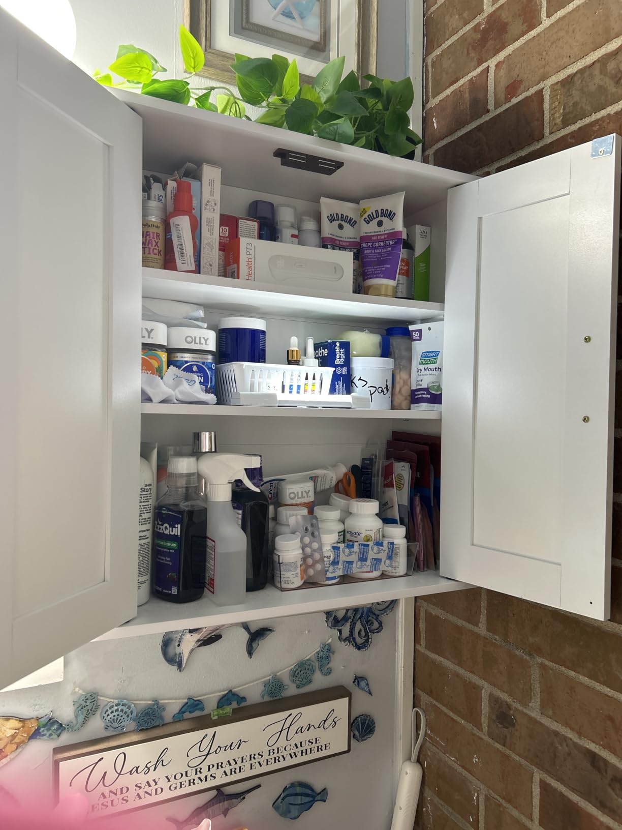Homleke Laundry Room Wall Cabinet, Wall Mounted Storage Cabinet, White customer photo 1